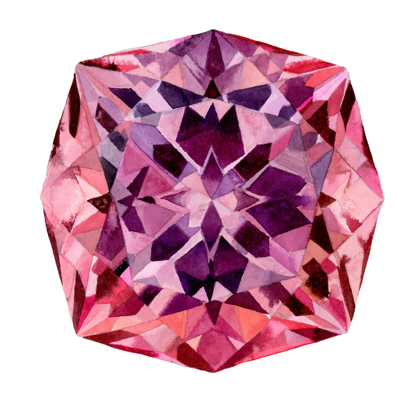 Tourmaline - Original Watercolor Painting - October Birthstone Gemstone Art
