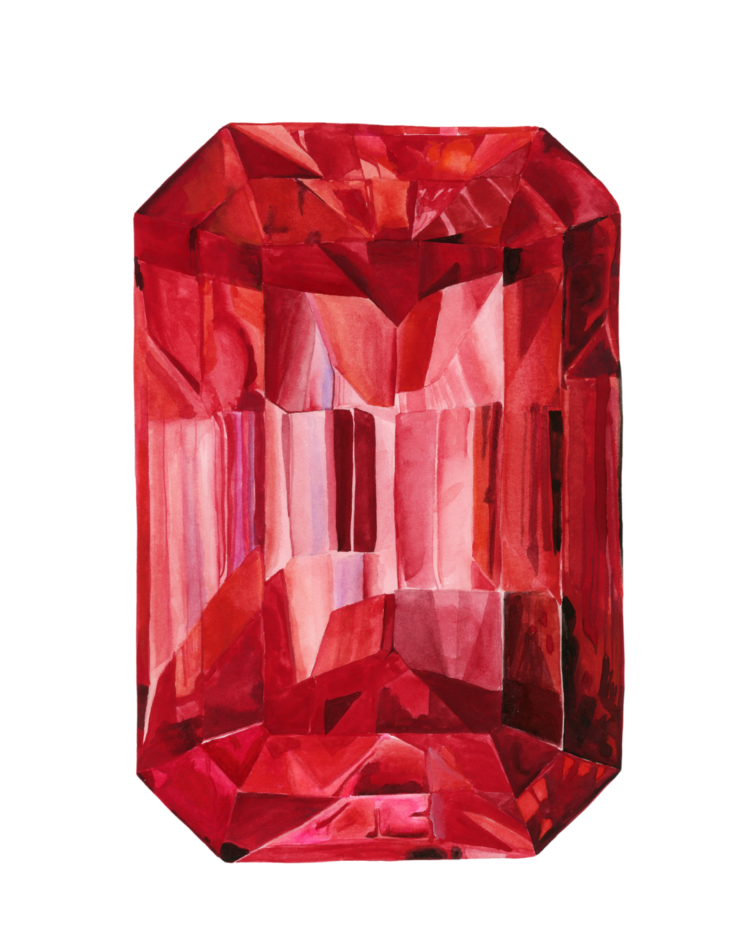 Electric Strawberry by Melissa Brooks. Vibrant gemstone painting done in watercolor. Sold as a giclee print.