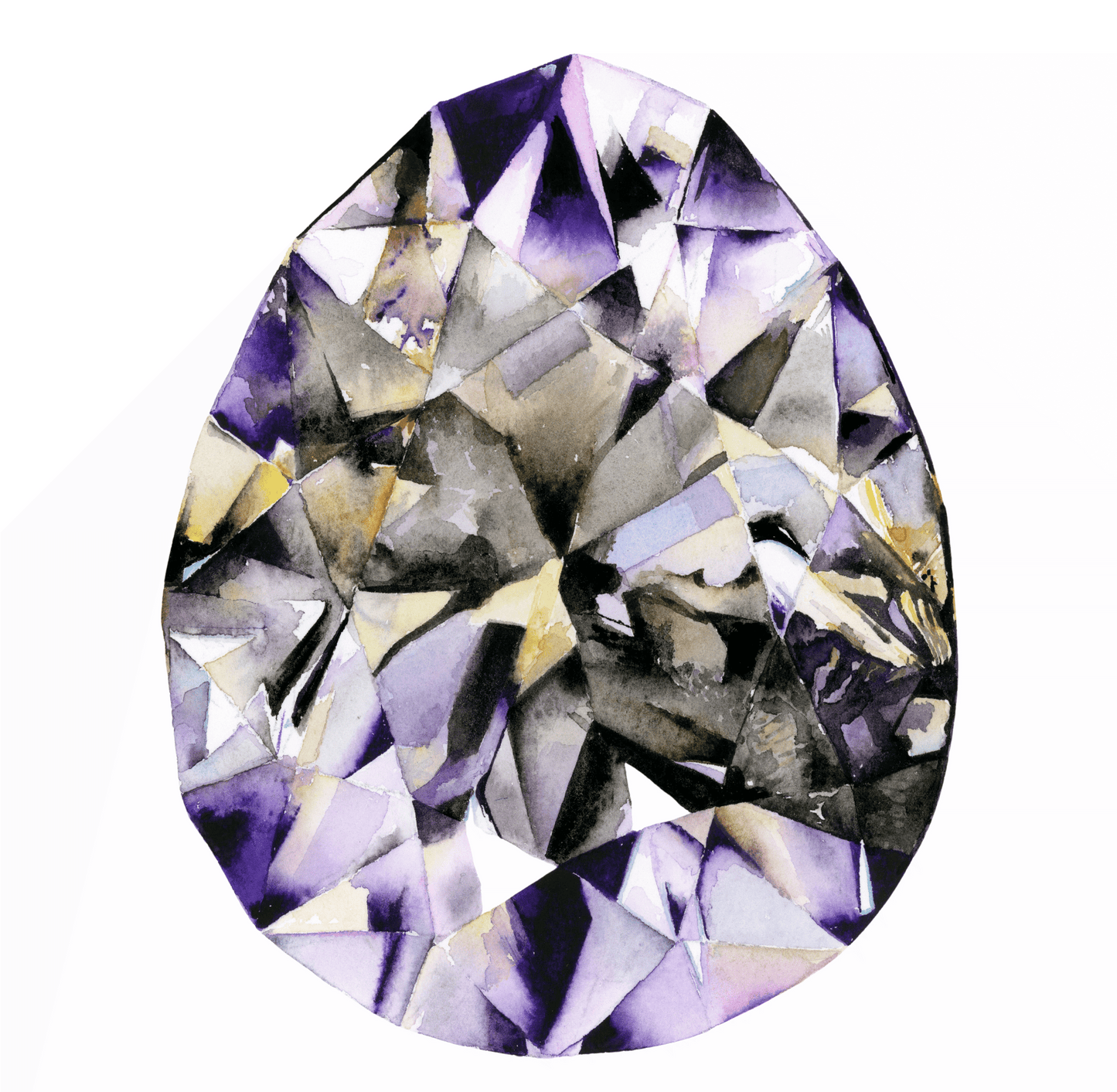 Amethyst Original Watercolor Painting - February Birthstone Gemstone Art