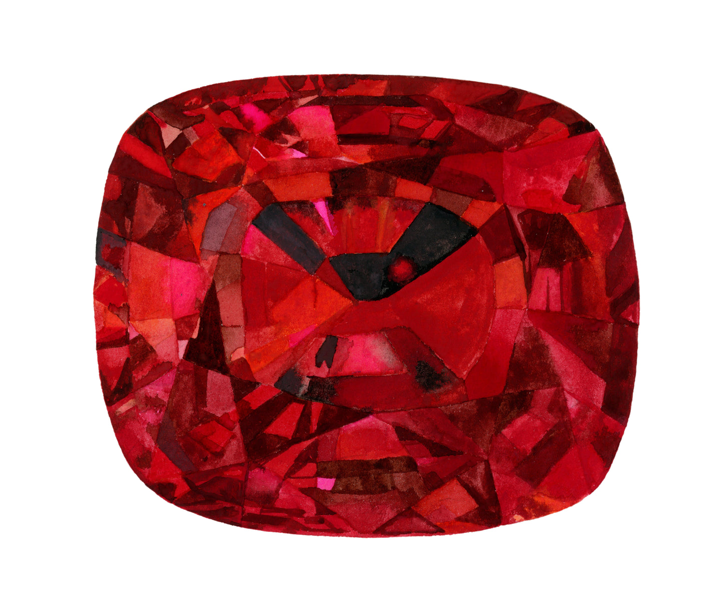 Ruby Gemstone - Original Watercolor Painting - July Birthstone Gemstone Art