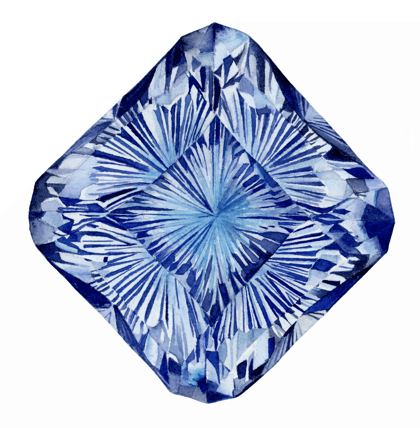 Tanzanite- Original Watercolor Painting - December Birthstone Gemstone Art